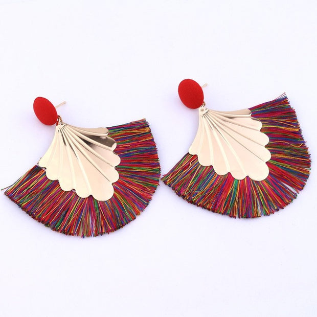 Fan-shaped Tassel Earrings - Prime Adore