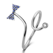 Sapphire Ribbon Diamond Tip Ring - Prime Adore