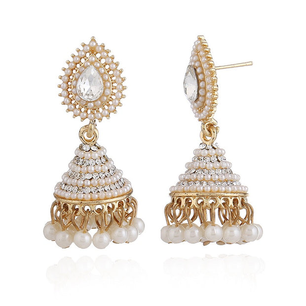 Ethnic White Pagoda Earrings - Prime Adore