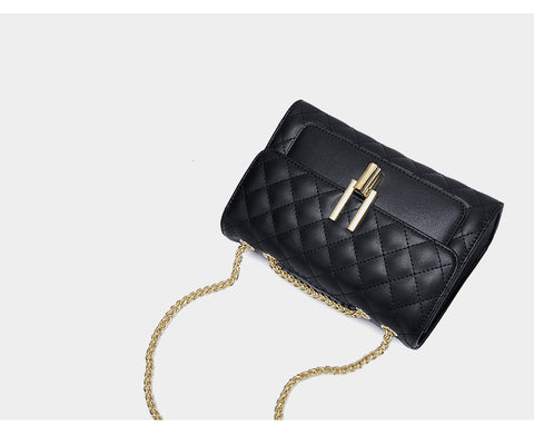 Lingge Chain Leather Bag - Prime Adore