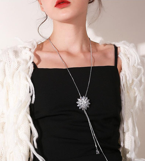 Crystal Snow Floral Necklace - Prime Adore
