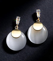 Geometric Round Opal Earrings - Prime Adore