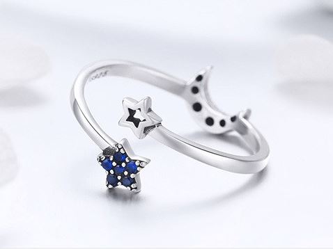 Blue Moon and Stars Ring - Prime Adore