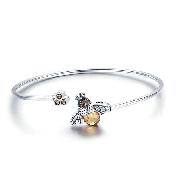 Crystal Bee And Honeycomb Bracelet Bangle - Prime Adore