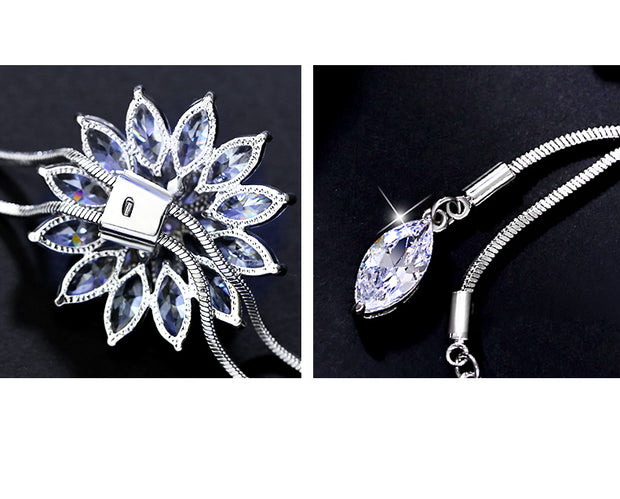 Crystal Snow Floral Necklace - Prime Adore