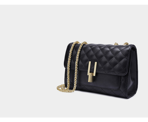 Lingge Chain Leather Bag - Prime Adore