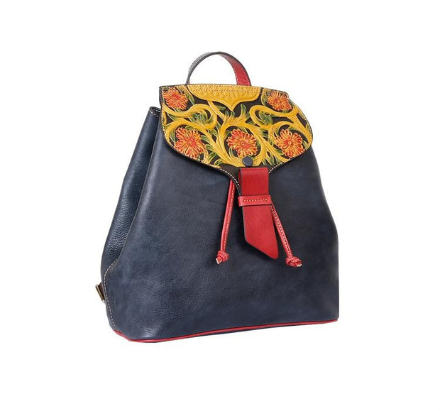 Chrysanthemum Leather Backpack - Prime Adore