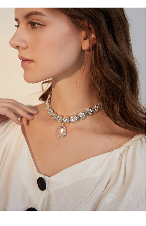 Rhinestone Collar Necklace - Prime Adore