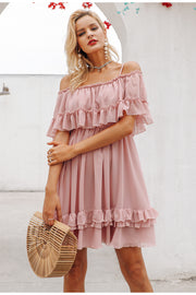 Ruffle Off Shoulder Dress - Prime Adore