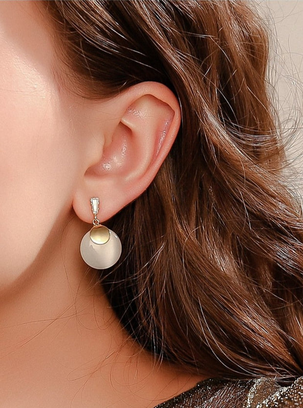 Geometric Round Opal Earrings - Prime Adore