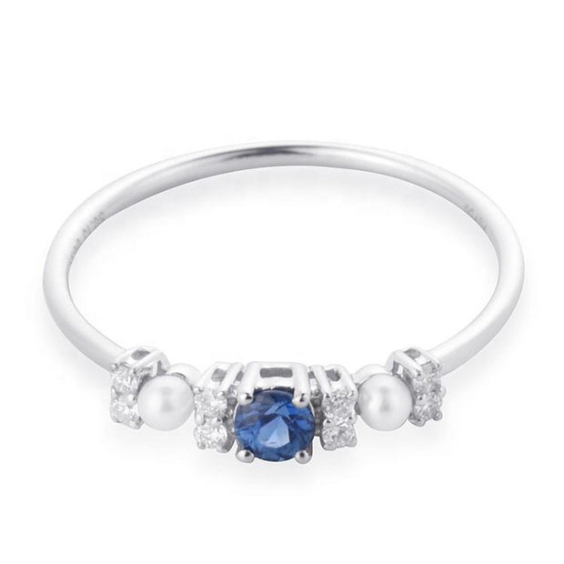 Blue Sapphire Water Pearl Ring - Prime Adore