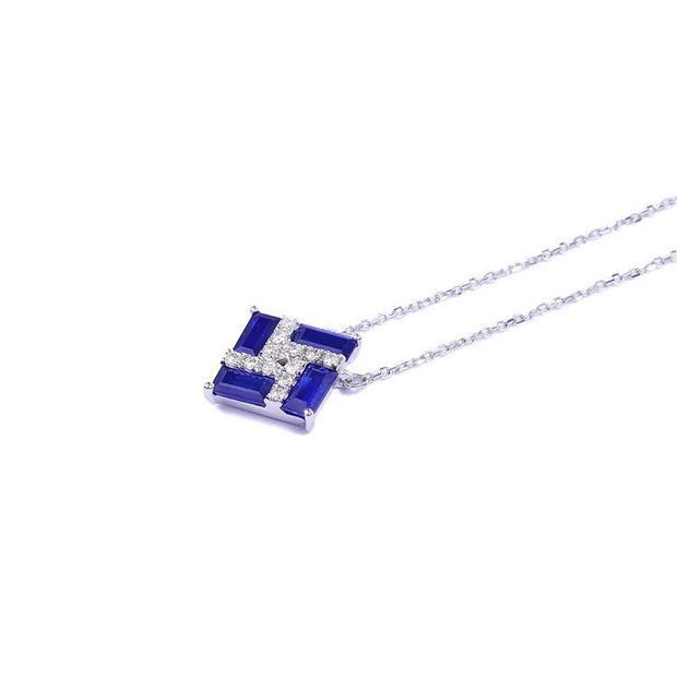 Square Sapphire Pendant Necklace - Prime Adore