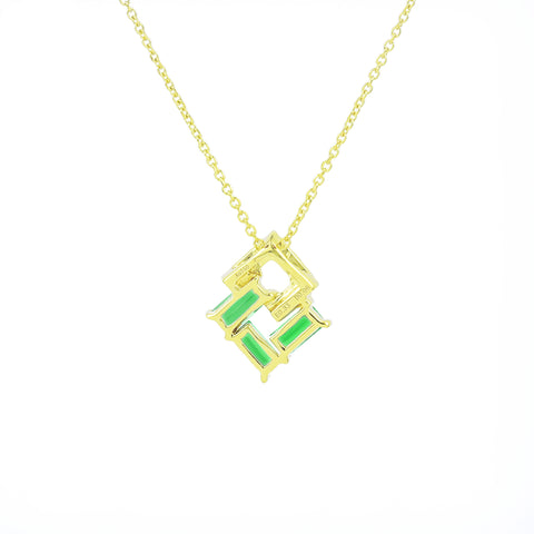 Double Square Emerald Diamond Necklace - Prime Adore