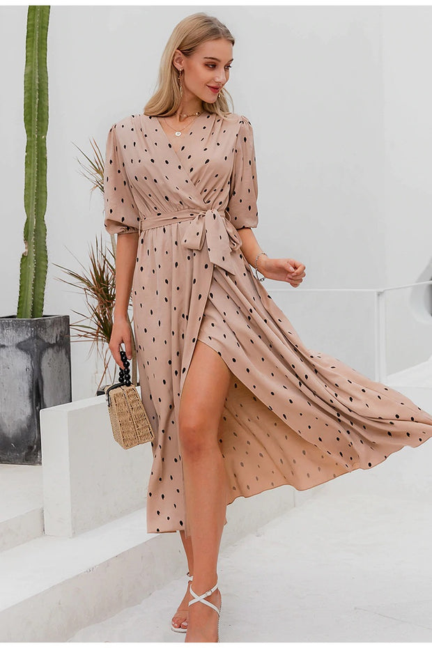 Polka Polka Wrap Dress - Prime Adore