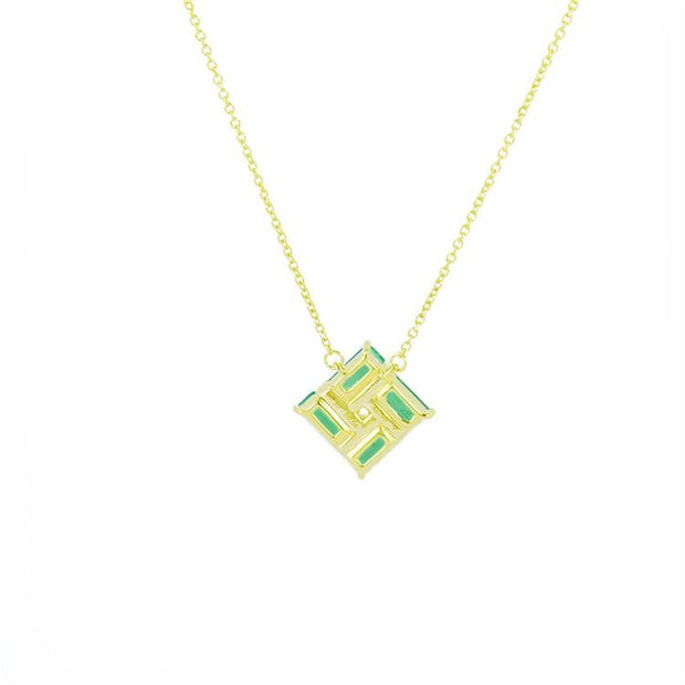 Square Emerald Pendant Necklace - Prime Adore