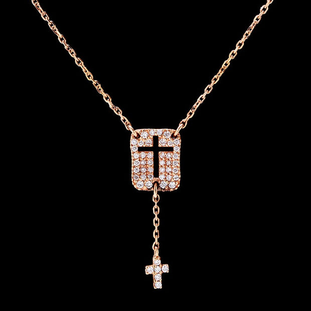 Double Cross Pendant Necklace - Prime Adore