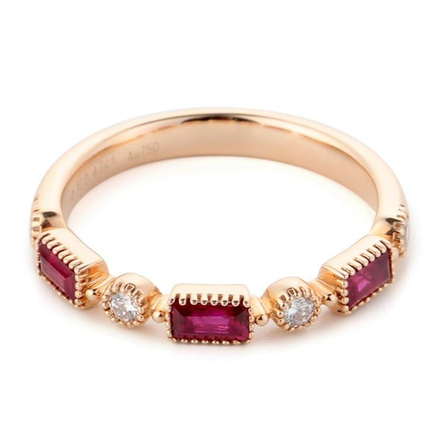 Ruby Baguette Diamond Wedding Band - Prime Adore
