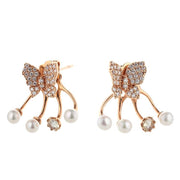 Diamond Butterfly Pearl Earrings - Prime Adore