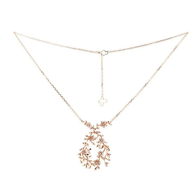 Diamond Leaf Branch Flower Necklace - Prime Adore