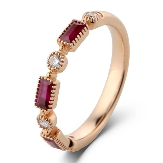 Ruby Baguette Diamond Wedding Band - Prime Adore