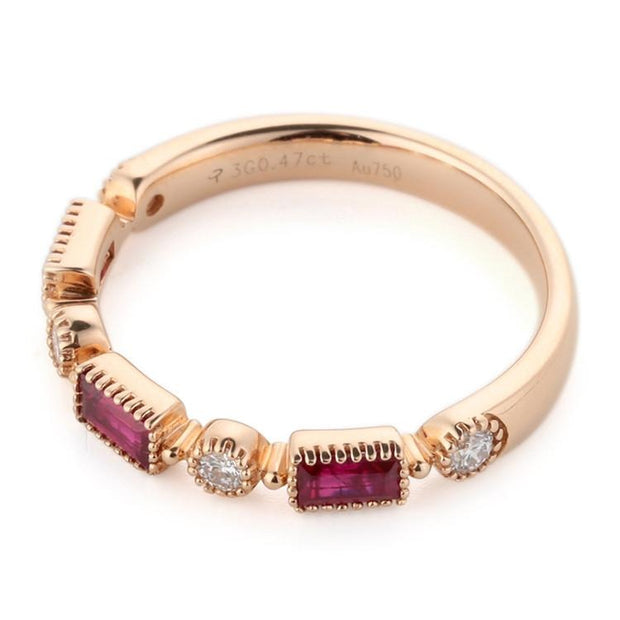 Ruby Baguette Diamond Wedding Band - Prime Adore