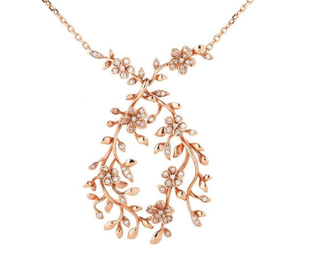 Diamond Leaf Branch Flower Necklace - Prime Adore