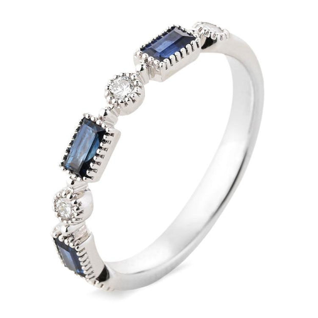 Sapphire Baguette Diamond Wedding Band - Prime Adore