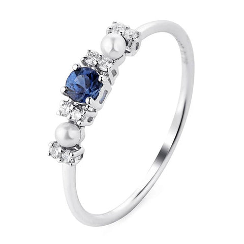 Blue Sapphire Water Pearl Ring - Prime Adore