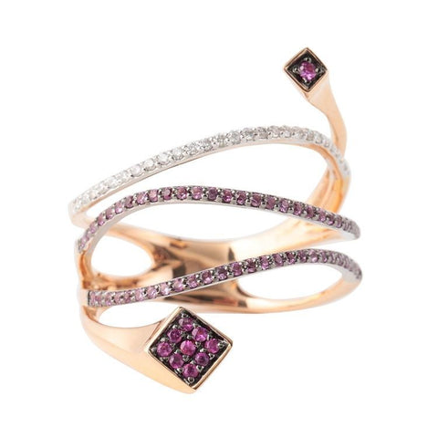 Pink Sapphire X-Curls Ring - Prime Adore