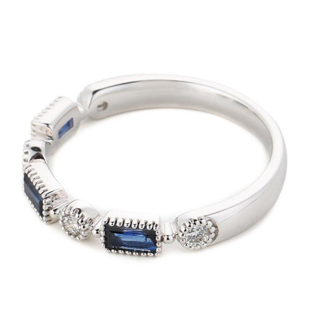 Sapphire Baguette Diamond Wedding Band - Prime Adore