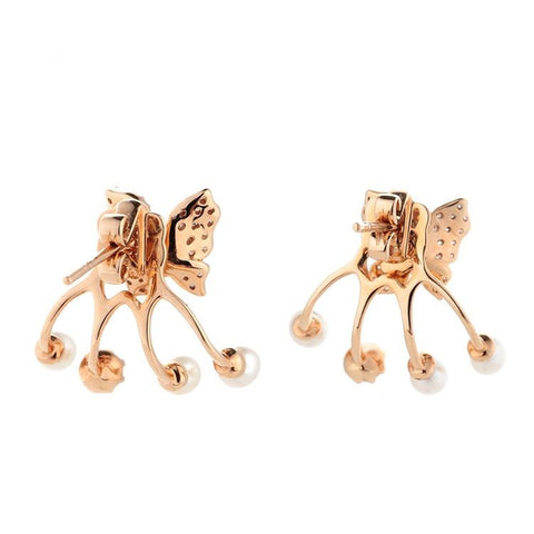 Diamond Butterfly Pearl Earrings - Prime Adore