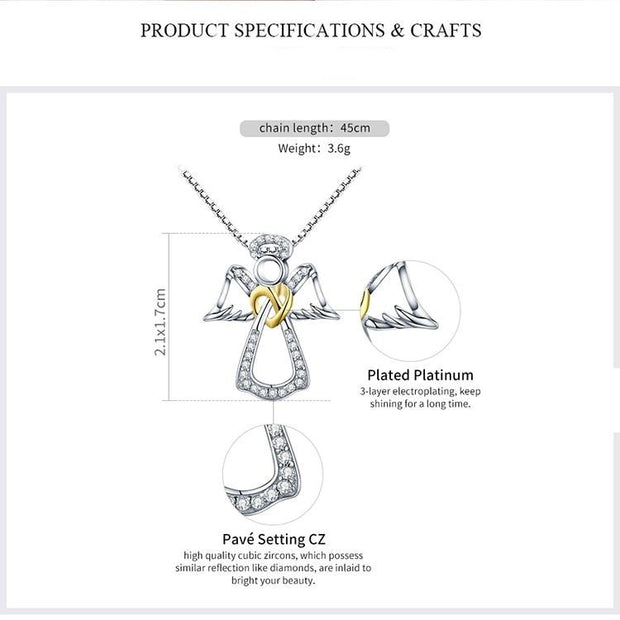 Angel Heart Pendant Necklace - Prime Adore