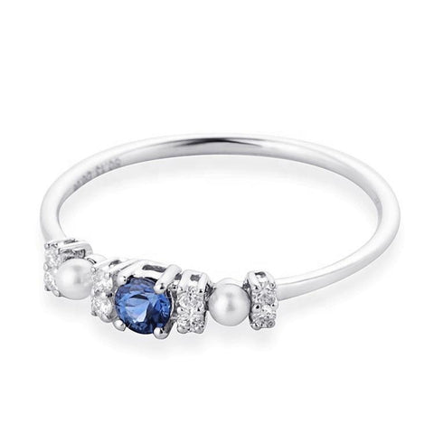 Blue Sapphire Water Pearl Ring - Prime Adore