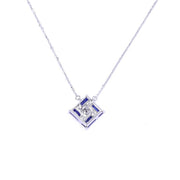 Square Sapphire Pendant Necklace - Prime Adore