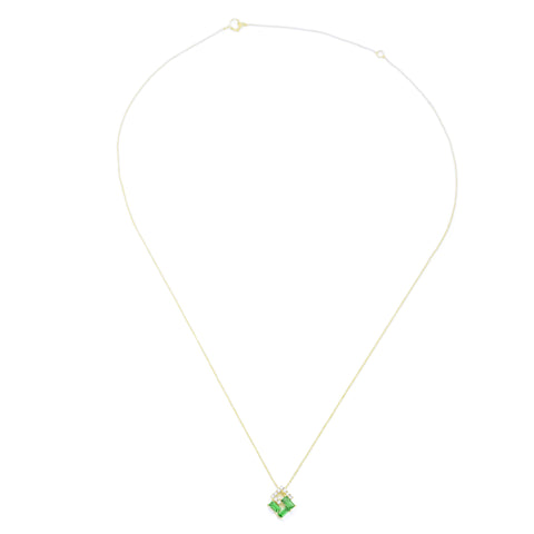 Double Square Emerald Diamond Necklace - Prime Adore