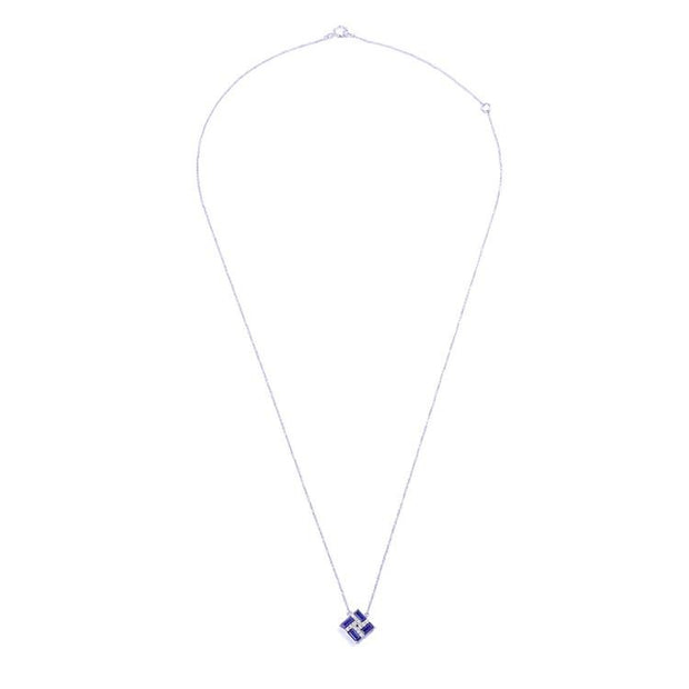 Square Sapphire Pendant Necklace - Prime Adore