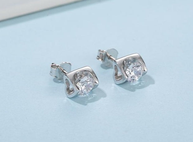 Double Heart Moissanite Earrings - Prime Adore