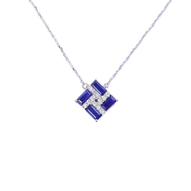 Square Sapphire Pendant Necklace - Prime Adore