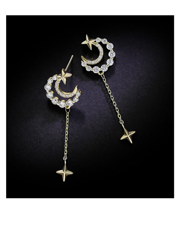 Crescent Moon and Stars Earrings - Prime Adore