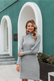 Knitted Turtleneck Sweater Dress - Prime Adore