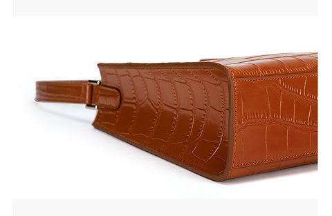 Underarm Leather Crocodile Pattern Handbag - Prime Adore