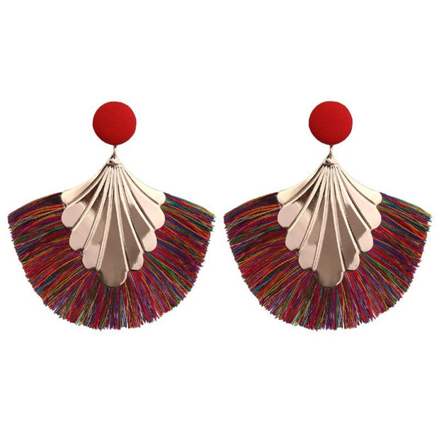 Fan-shaped Tassel Earrings - Prime Adore