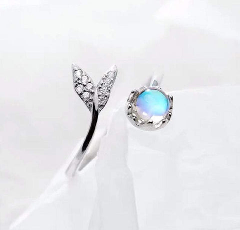 Mermaid Tail Moonstone Adjustable Ring - Prime Adore