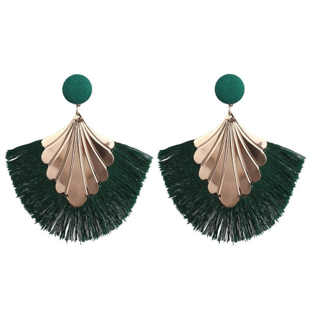 Fan-shaped Tassel Earrings - Prime Adore