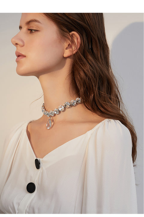 Rhinestone Collar Necklace - Prime Adore