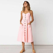 Button Midi Day Dress - Prime Adore