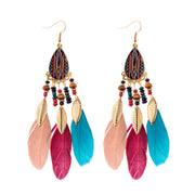 Vintage Big Feather Beaded Earrings - Prime Adore