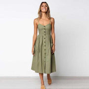 Button Midi Day Dress - Prime Adore