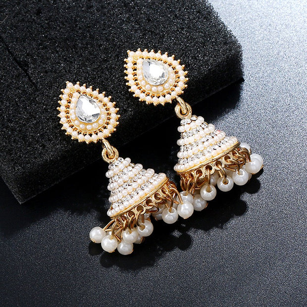 Ethnic White Pagoda Earrings - Prime Adore