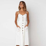 Button Midi Day Dress - Prime Adore